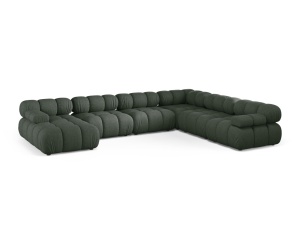 Canapea cu colt modulara verde muschi din textil pentru 8 persoane Bellis Liberty Right Micadoni