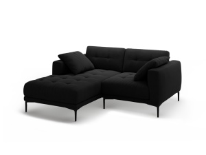 Canapea cu colt neagra din catifea pentru 2 persoane Bemy Left Velvet Micadoni
