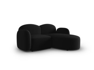 Canapea cu colt neagra din catifea pentru 3 persoane Blair Right Micadoni