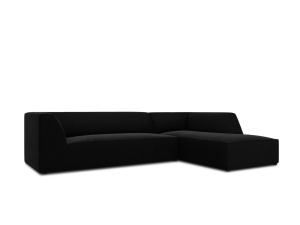 Canapea cu colt neagra din catifea pentru 4 persoane Ruby Salvador Right Micadoni