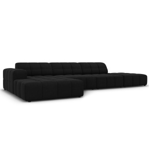 Canapea cu colt neagra din catifea pentru 5 persoane Jennifer Left Micadoni