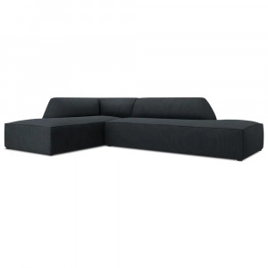 Canapea cu colt neagra din textil pentru 4 persoane Ruby Corduroy M Left Micadoni