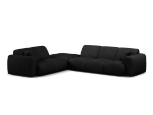 Canapea cu colt neagra din textil pentru 6 persoane Molino Chenile Left Micadoni