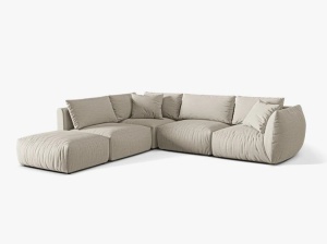 Canapea cu colt nude din textil pentru 4 persoane Chris Left Micadoni