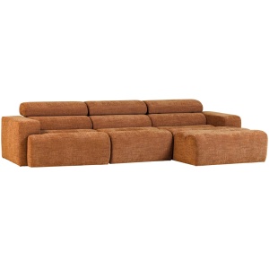 Canapea cu colt portocalie din textil 300 cm Novi Right Woood