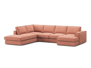 Canapea cu colt rosie din textil pentru 5 persoane Pola Left Micadoni