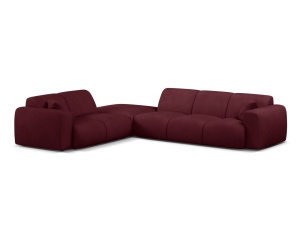Canapea cu colt rosu bordo din textil pentru 6 persoane Molino Chenile Left Micadoni