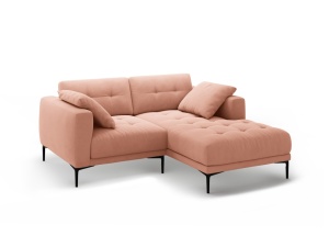 Canapea cu colt roz din catifea pentru 2 persoane Bemy Right Velvet Micadoni