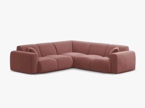 Canapea cu colt roz flamingo din catifea pentru 5 persoane Molino Casbla Micadoni