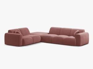 Canapea cu colt roz flamingo din catifea pentru 6 persoane Molino Casbla Left Micadoni