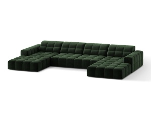 Canapea cu colt verde din catifea pentru 6 persoane Jennifer Panoramic Micadoni