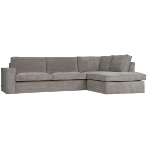 Canapea cu colt verde din textil 283 cm Thomas Right Rib Woood