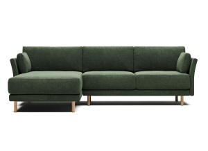Canapea cu colt verde din textil pentru 3 persoane Gilma Chenille FR Left Kave Home