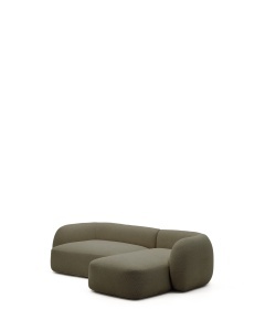 Canapea cu colt verde din textil pentru 3 persoane Martina Chenille Right Kave Home