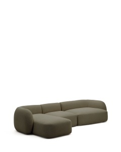 Canapea cu colt verde din textil pentru 4 persoane Martina Chenille Left Kave Home