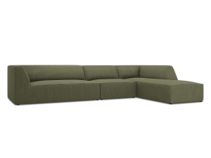 Canapea cu colt verde din textil pentru 5 persoane Ruby Right Corduroy Micadoni
