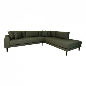 Canapea cu colt verde oliv din textil 290 cm Lido Right House Nordic