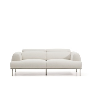 Canapea ecru din textil pentru 3 persoane Aurum Kave Home