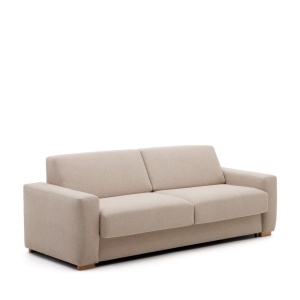 Canapea extensibila bej din textil pentru 2 persoane Anley Kave Home