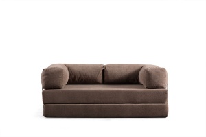 Canapea extensibila maro din textil pentru 2 persoane Via Con The Home Collection