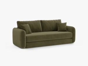 Canapea extensibila verde din catifea pentru 3 persoane Dormi Micadoni