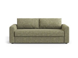 Canapea extensibila verde oliv din textil pentru 3 persoane David Micadoni