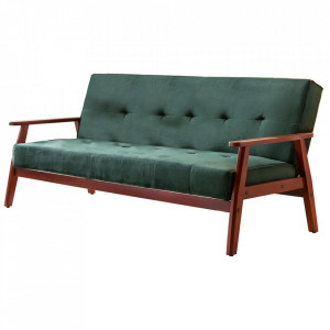 Canapea extensibila verde/rosu cireasa din catifea si lemn de eucalipt 188 cm Sit4Sofa Sit Moebel