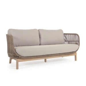Canapea exterior bej din textil pentru 3 persoane Catalina Kave Home