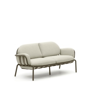 Canapea exterior verde/crem din textil pentru 2 persoane Joncols Kave Home