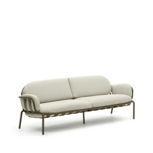 Canapea exterior verde/crem din textil pentru 3 persoane Joncols Kave Home