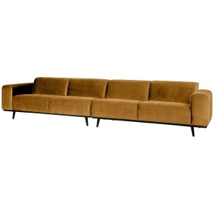 Canapea galben miere din catifea pentru 4 persoane Statement XL Woood