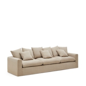 Canapea grej din textil pentru 4 persoane Nora Kave Home