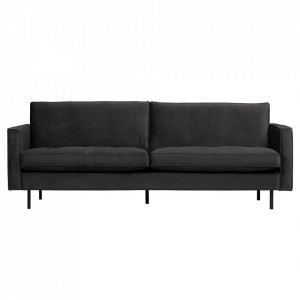 Canapea gri antracit din catifea pentru 2,5 persoane Rodeo Woood