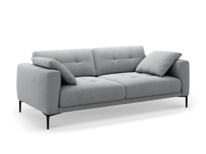 Canapea gri din catifea pentru 4 persoane Bemy Velvet Micadoni