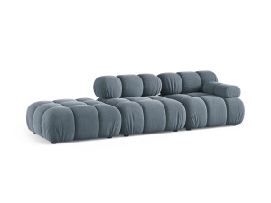 Canapea modulara albastru deschis din catifea pentru 4 persoane Bellis Bluvel Left Micadoni