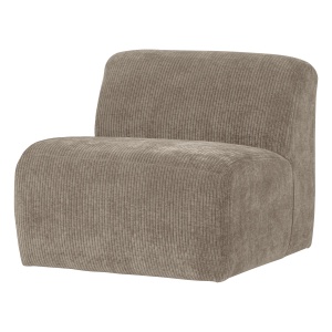 Canapea modulara bej nisipiu din textil pentru 1 persoana Mojo Rib Middle Woood