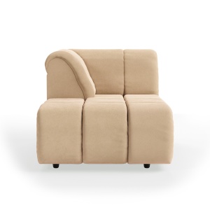 Canapea modulara crem din catifea 98 cm Wave Left Divan HKliving