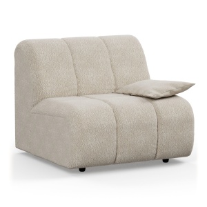 Canapea modulara crem din textil 98 cm Wave Boucle Low Right HKliving