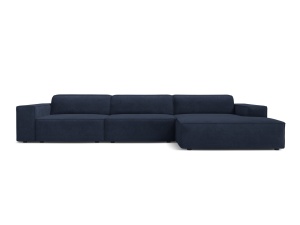 Canapea modulara cu colt albastru navy din textil pentru 4 persoane Jodie Liberty Right Micadoni