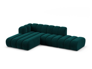 Canapea modulara cu colt albastru petrol din catifea pentru 5 persoane Lupine Left Micadoni