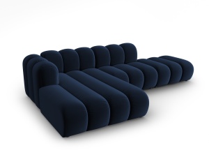 Canapea modulara cu colt albastru royal din catifea pentru 5 persoane Lupine Left Micadoni