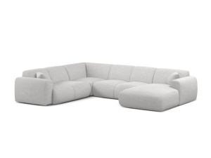 Canapea modulara cu colt argintie din textil pentru 6 persoane Molino Panoramic Chenille Eden Left Micadoni