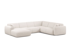 Canapea modulara cu colt bej deschis in textil pentru 6 persoane Molino Panoramic Chenille Eden Right Micadoni