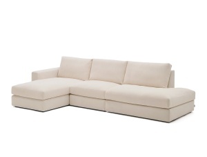Canapea modulara cu colt bej din textil pentru 5 persoane Alea Chenille Left Kave Home