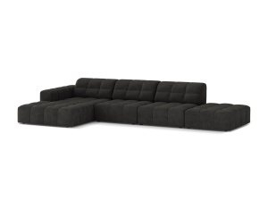 Canapea modulara cu colt gri inchis din textil pentru 5 persoane Jennifer Chenille Left Micadoni