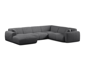 Canapea modulara cu colt gri inchis din textil pentru 6 persoane Molino Panoramic Boucle Right Micadoni