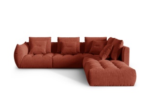 Canapea modulara cu colt maro din textil pentru 4 persoane Bloom Wind Right Micadoni