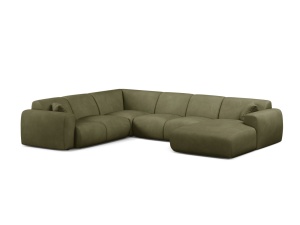 Canapea modulara cu colt verde deschis din textil pentru 6 persoane Molino Panoramic Chenille Rebel Left Micadoni