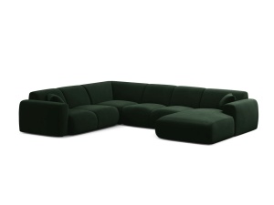 Canapea modulara cu colt verde din catifea pentru 6 persoane Molino Panoramic Left Micadoni