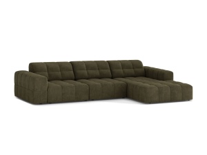 Canapea modulara cu colt verde din textil pentru 4 persoane Jennifer Chenille Right 294 Micadoni